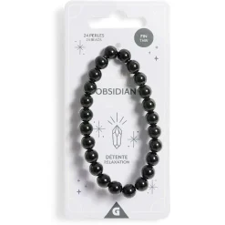 Bracelet crystal fin 26 perles obsidienne noir - Détente