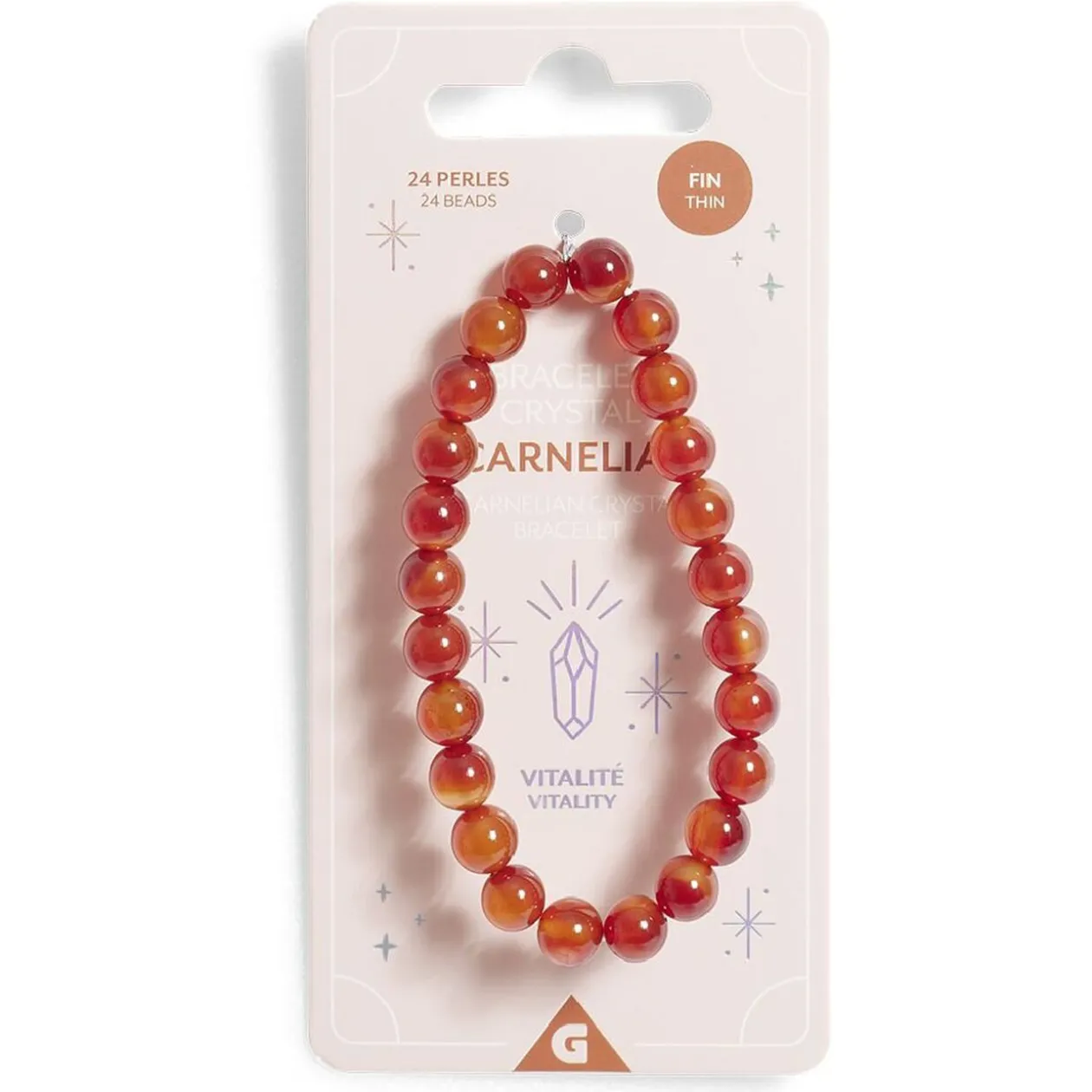 Bracelet crystal fin 24 perles cornaline auburn - Vitalité