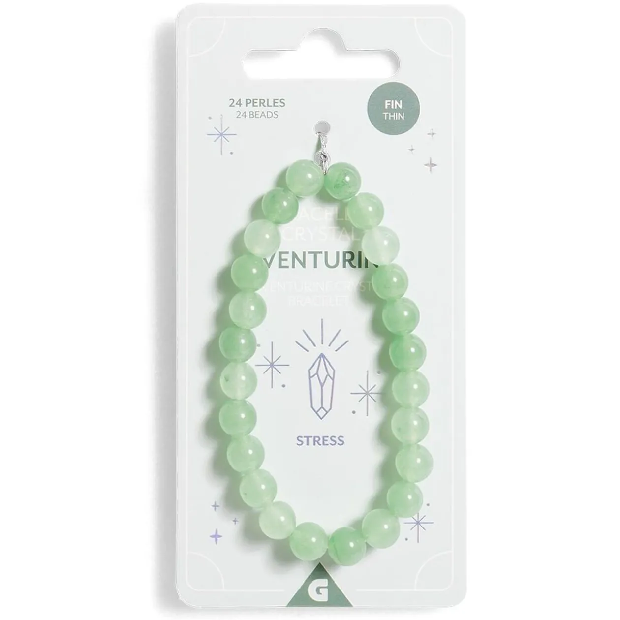 Bracelet crystal large 26 perles aventurine vert - Stress