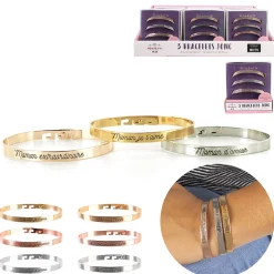 Bracelet jonc à message pour Maman x3