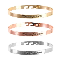 Bracelet jonc à message pour Maman x3