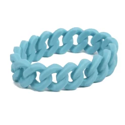 Bracelet silicone effet chaîne bleu turquoise