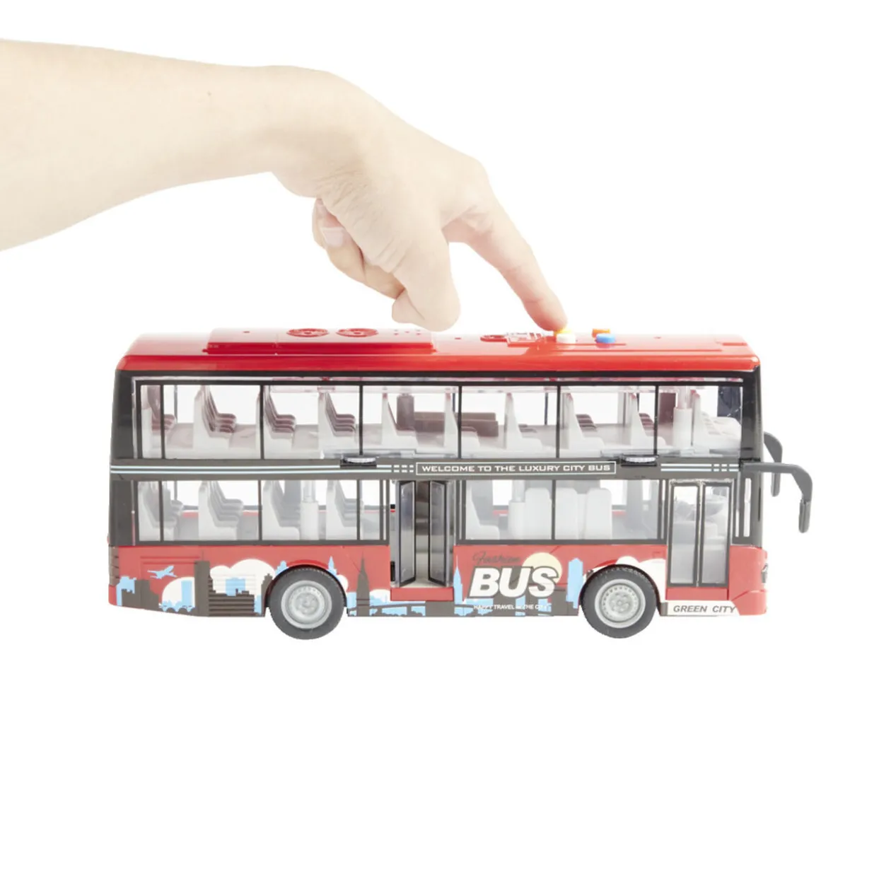 Bus sonore et lumineux double niveau gris