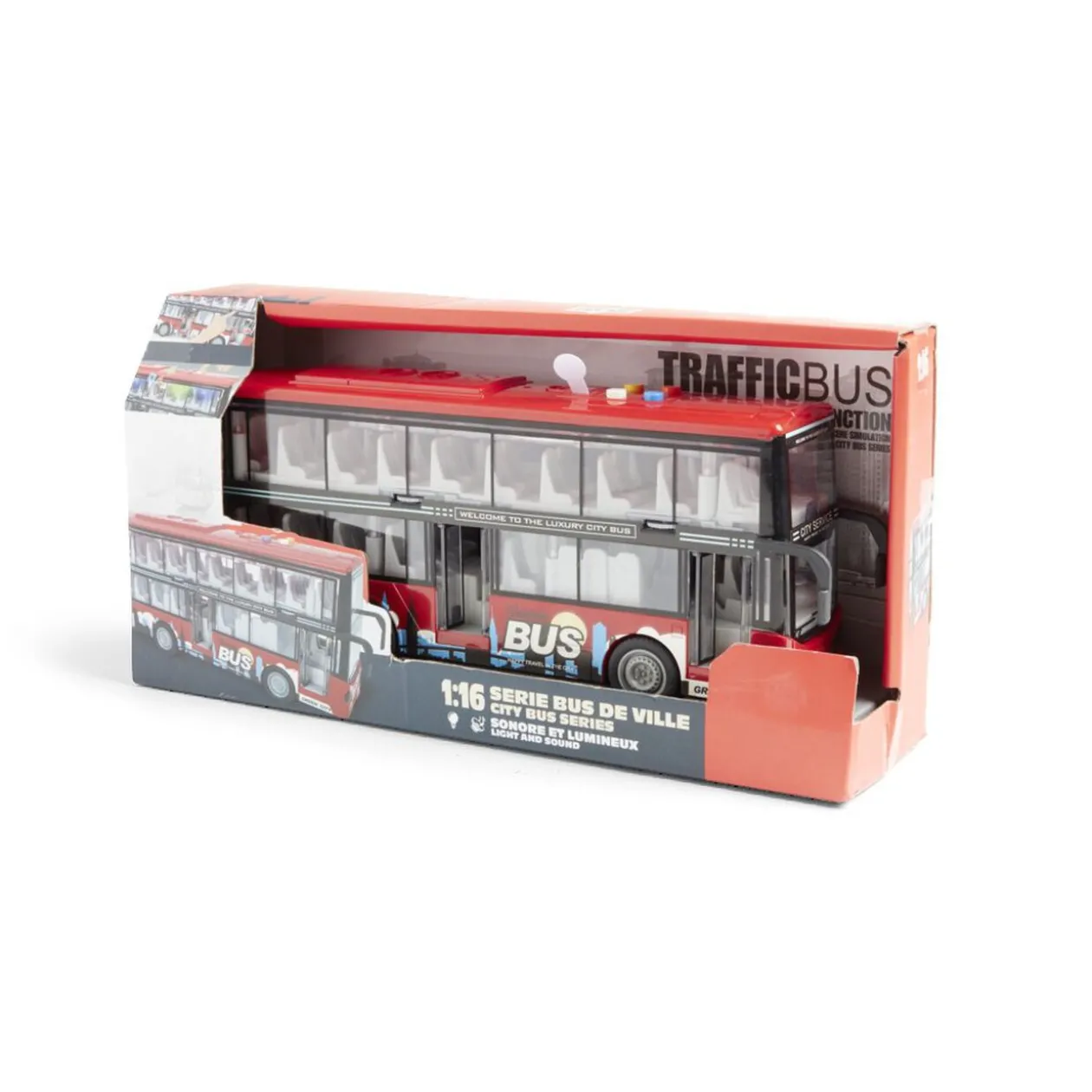 Bus sonore et lumineux double niveau gris