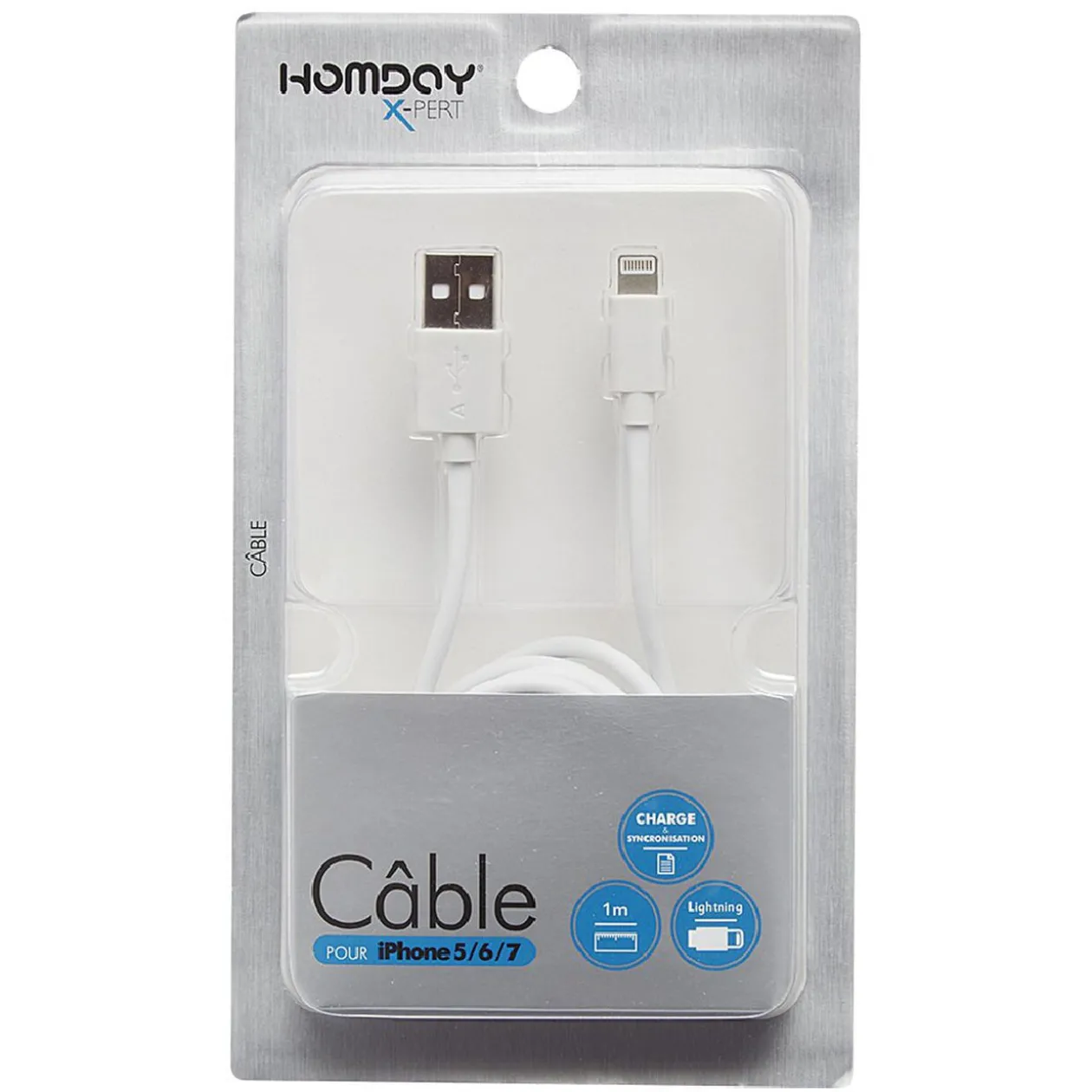 Cable blanc pour Iphone 1M