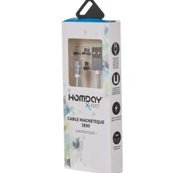 Cable de recharge magnétique 3 en 1 gris argenté