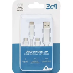 Cable LED 3 EN 1 universel