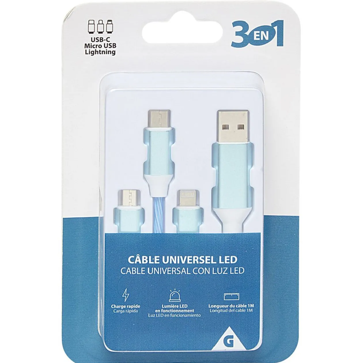 Cable LED 3 EN 1 universel