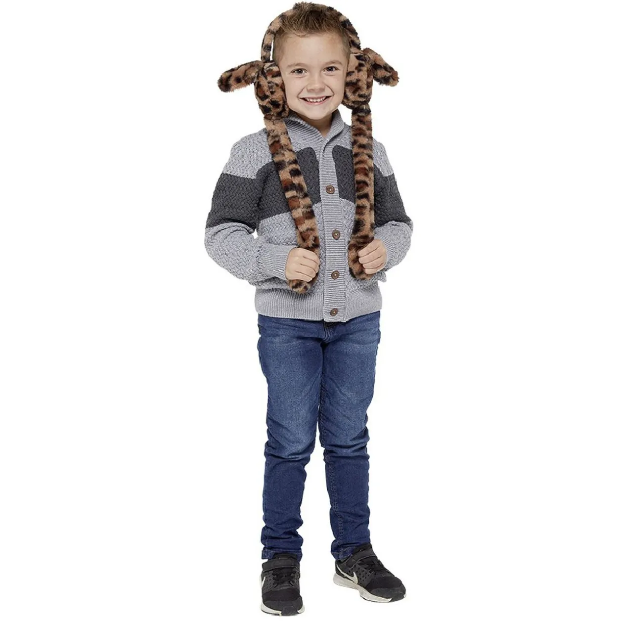 Cache oreilles dansantes léopard marron et noir