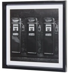 Cadre déco design pompe à essence noir et blanc