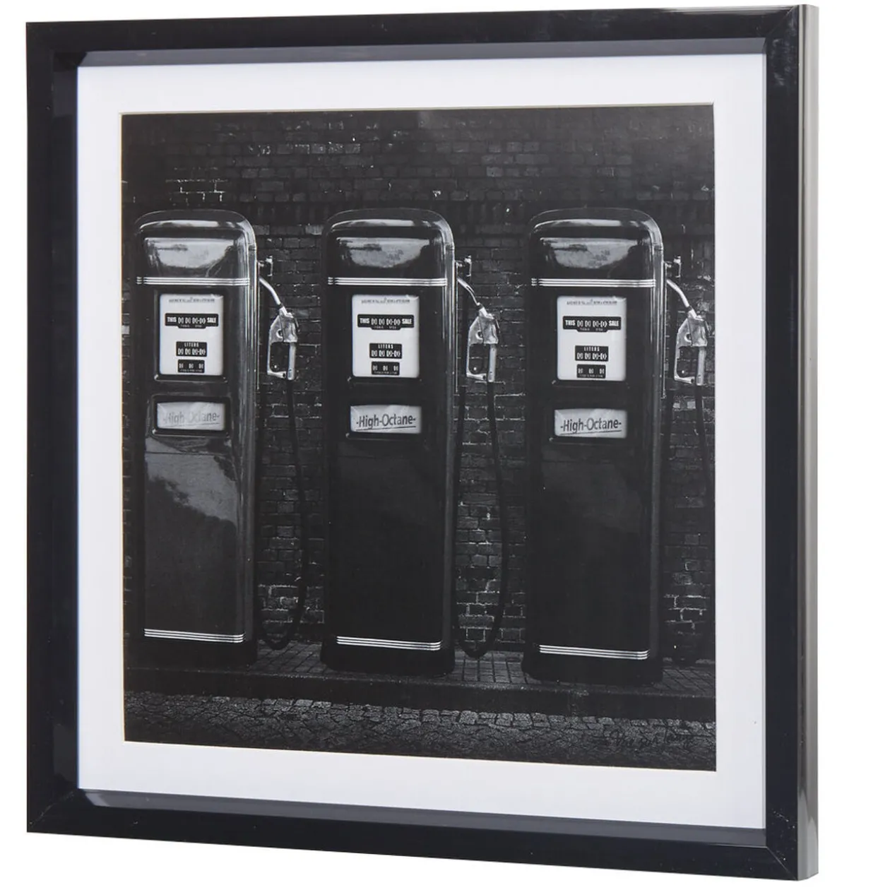 Cadre déco design pompe à essence noir et blanc