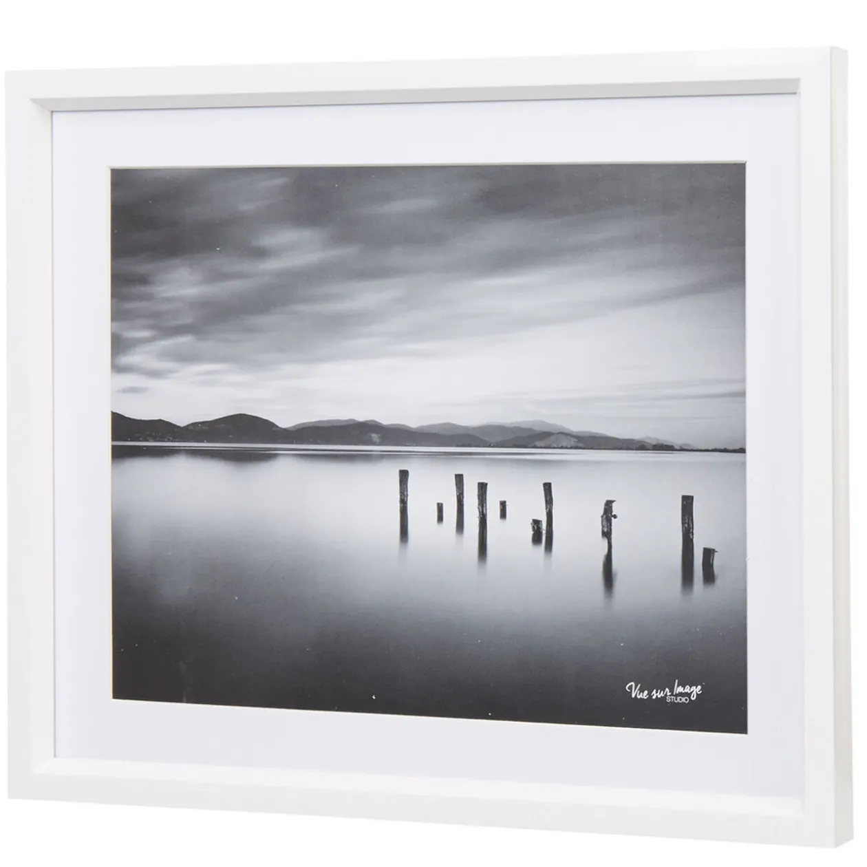 Cadre déco design vue sur mer noir et blanc