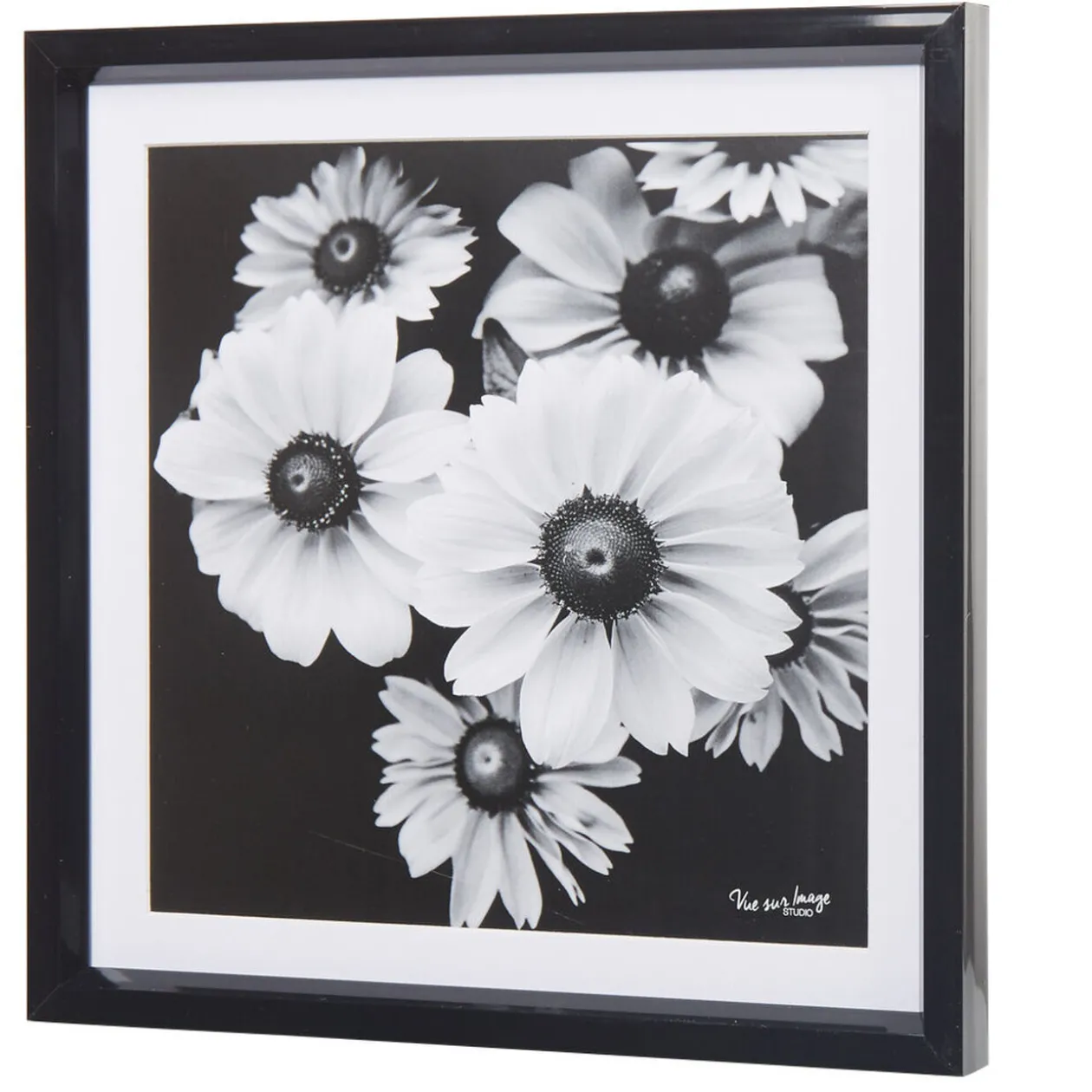 Cadre déco fleur lotus noir et blanc