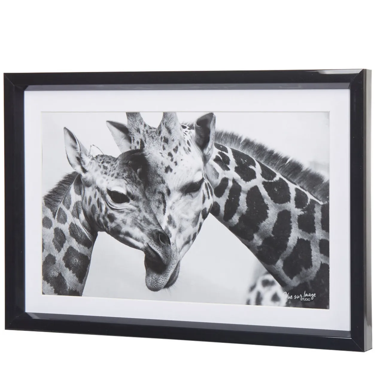 Cadre déco girafe et son bébé noir et blanc