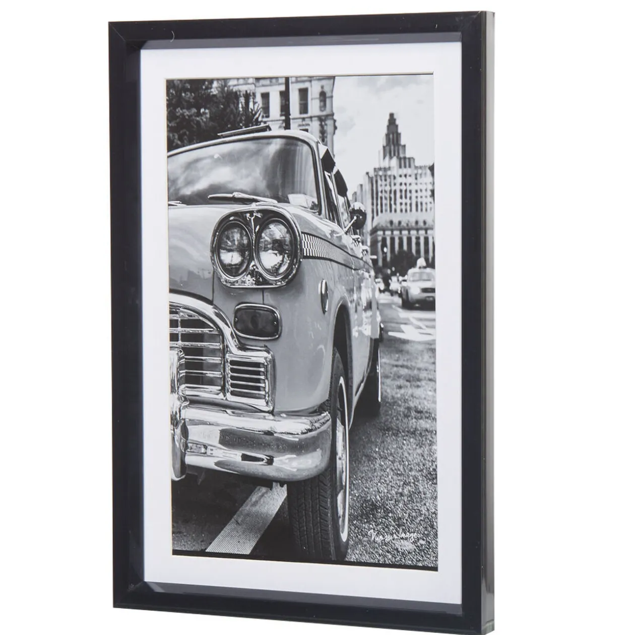 Cadre déco voiture vintage noir et blanc