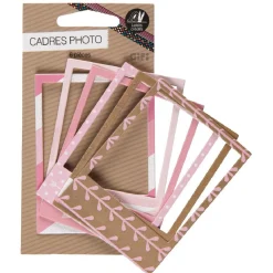Cadre photo en carton décor rose x6