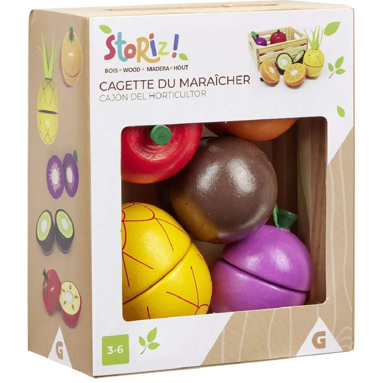 Cagette du Maraîcher fruits et légumes bois 7 pièces