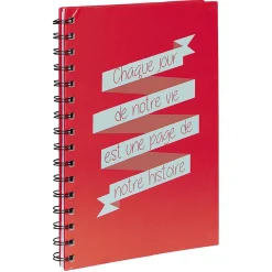 Cahier à spirale inscription Page de notre histoire A5 orange 160pages