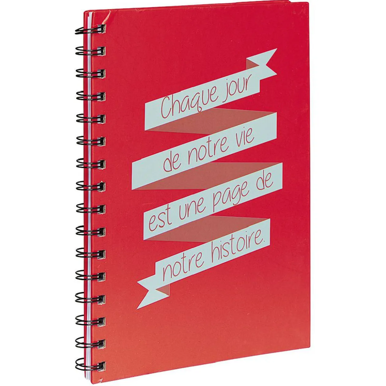 Cahier à spirale inscription Page de notre histoire A5 orange 160pages