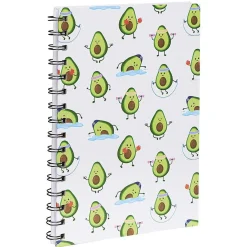 Cahier à spirale motif avocat sportif format A5 blanc vert 160 pages