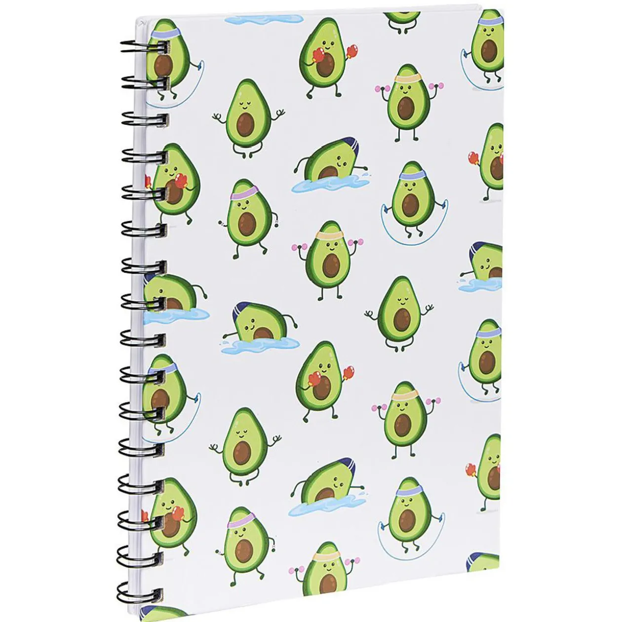 Cahier à spirale motif avocat sportif format A5 blanc vert 160 pages