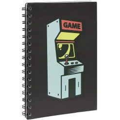 Cahier à spirale motif jeu arcade rétro format A5 noir 160 pages