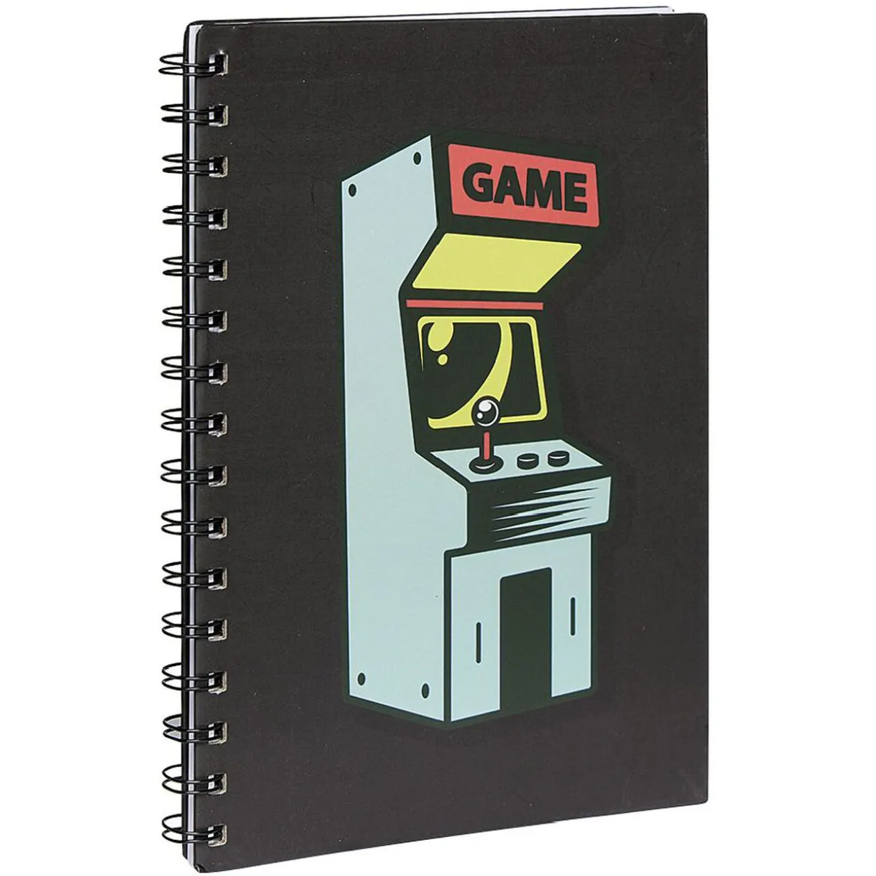 Cahier à spirale motif jeu arcade rétro format A5 noir 160 pages