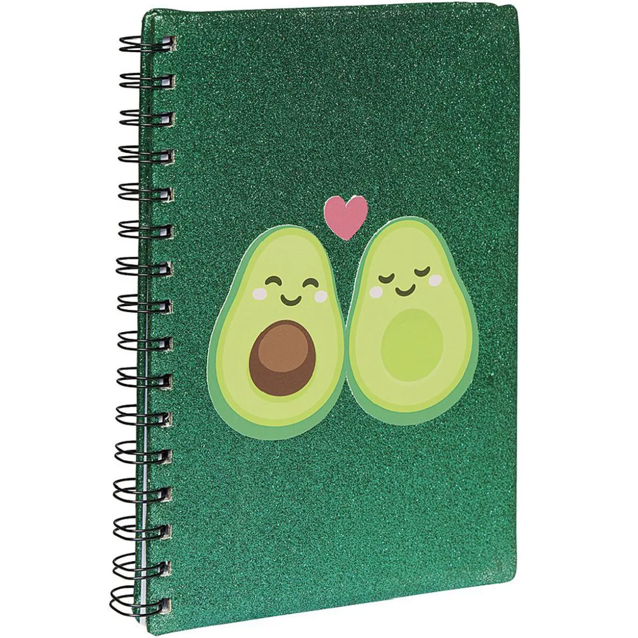 Cahier à spirale paillettes motif avocat format A5 vert 160 pages
