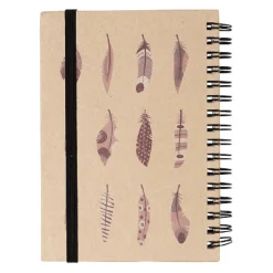 Cahier A6 kraft décor plumes 70 pages