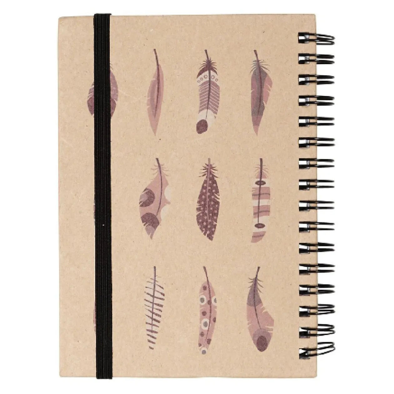 Cahier A6 kraft décor plumes 70 pages