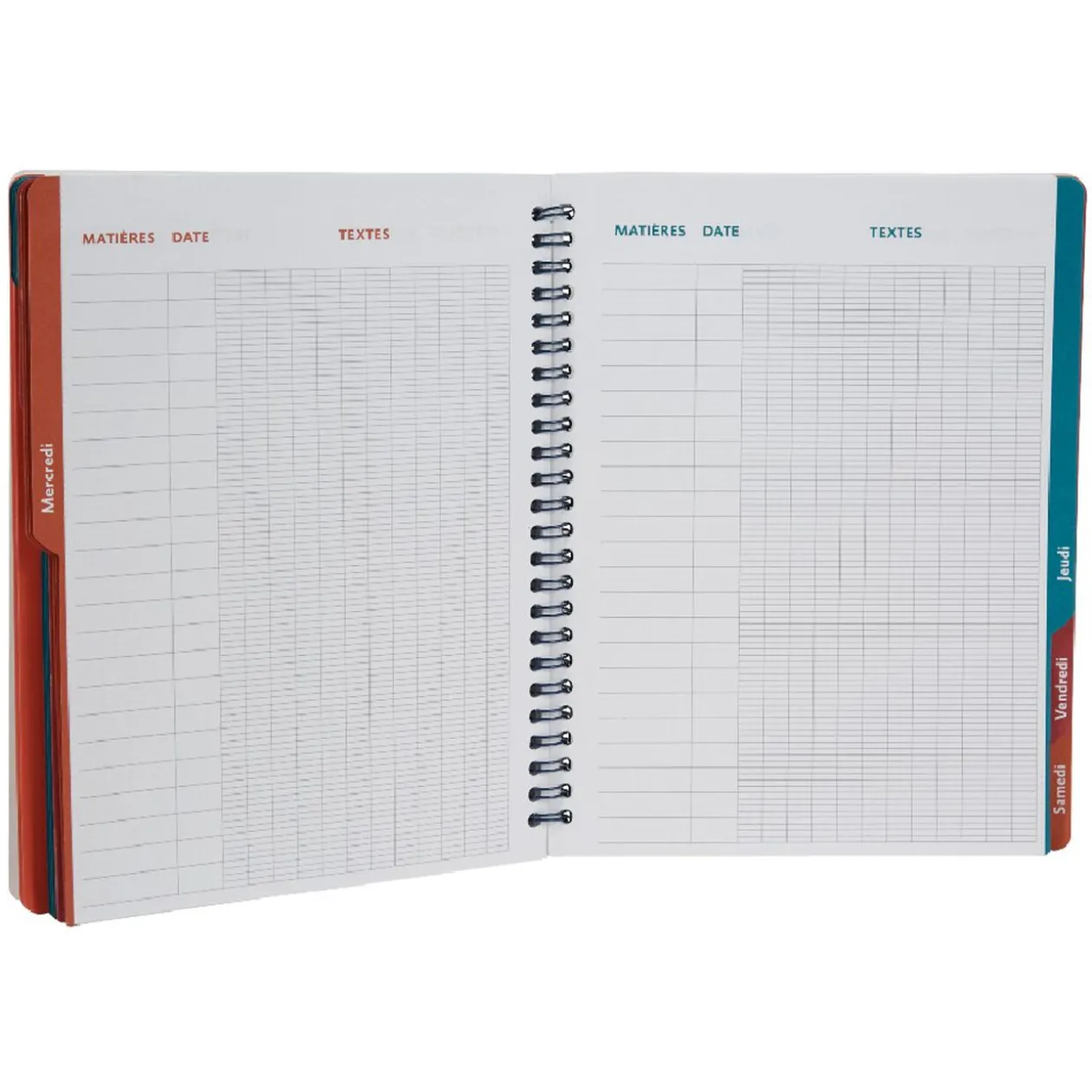 Cahier de texte à spirales rayures