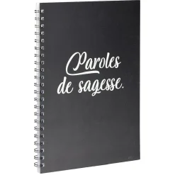 Cahier inscription Paroles de sagesse A4 noir 184 pages
