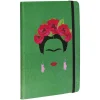Cahier élastique latéral format A5 motif geisha vert et rouge 160 pages