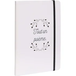 Cahier élastique latéral inscription Tout un poème A5 blanc 160 pages