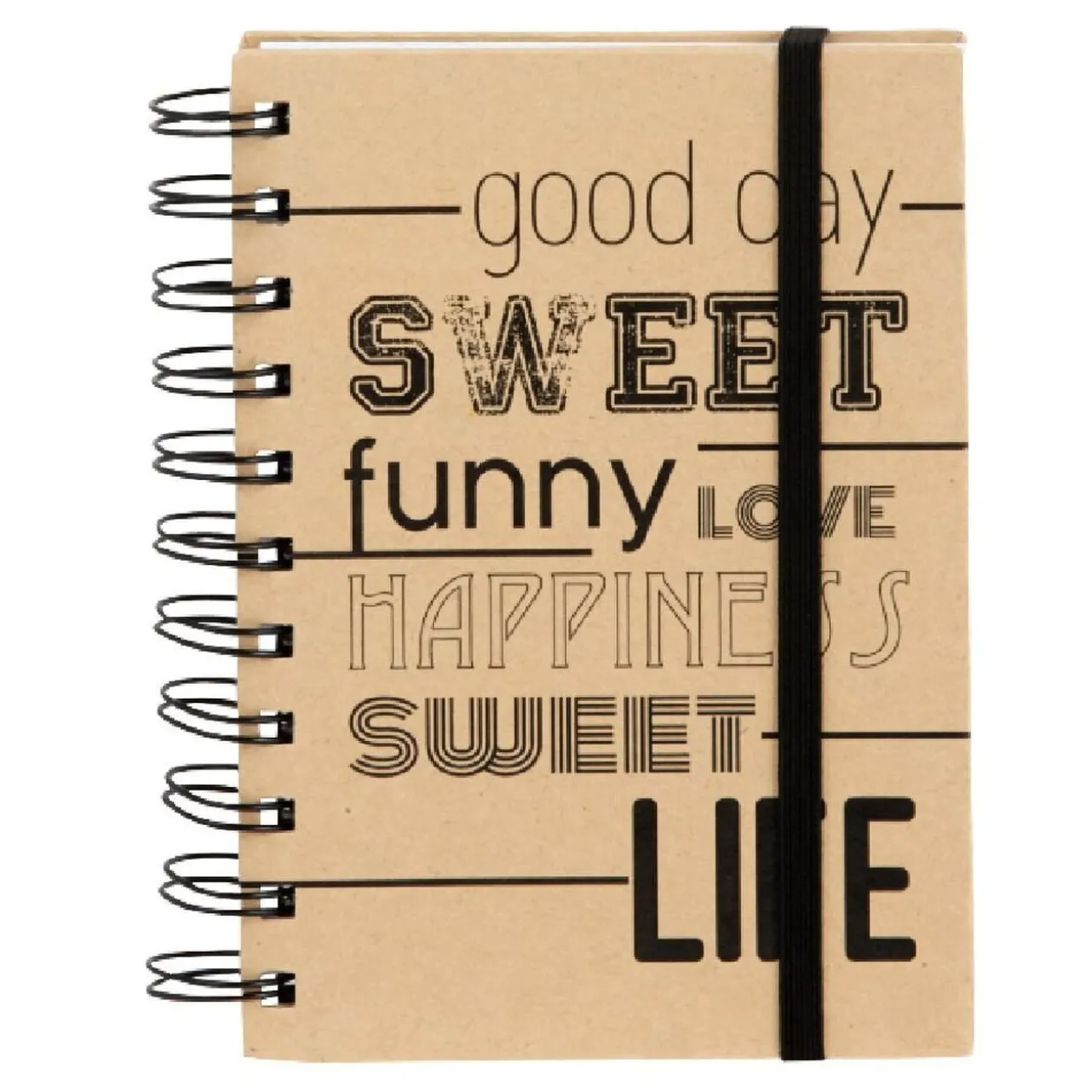 Cahier Wording à spirales format A6 avec élastique 96 pages