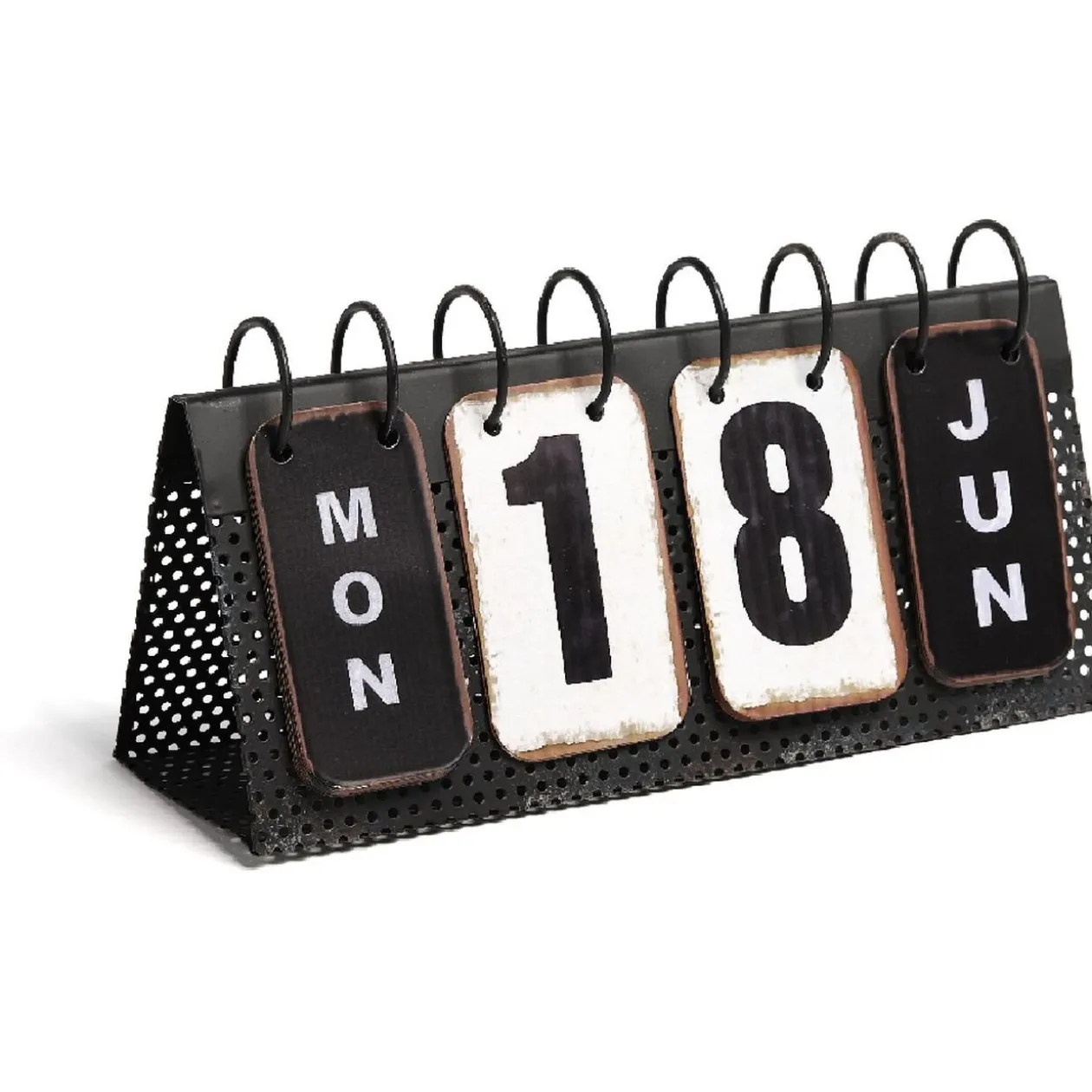 Calendrier perpétuel style industriel métal et bois