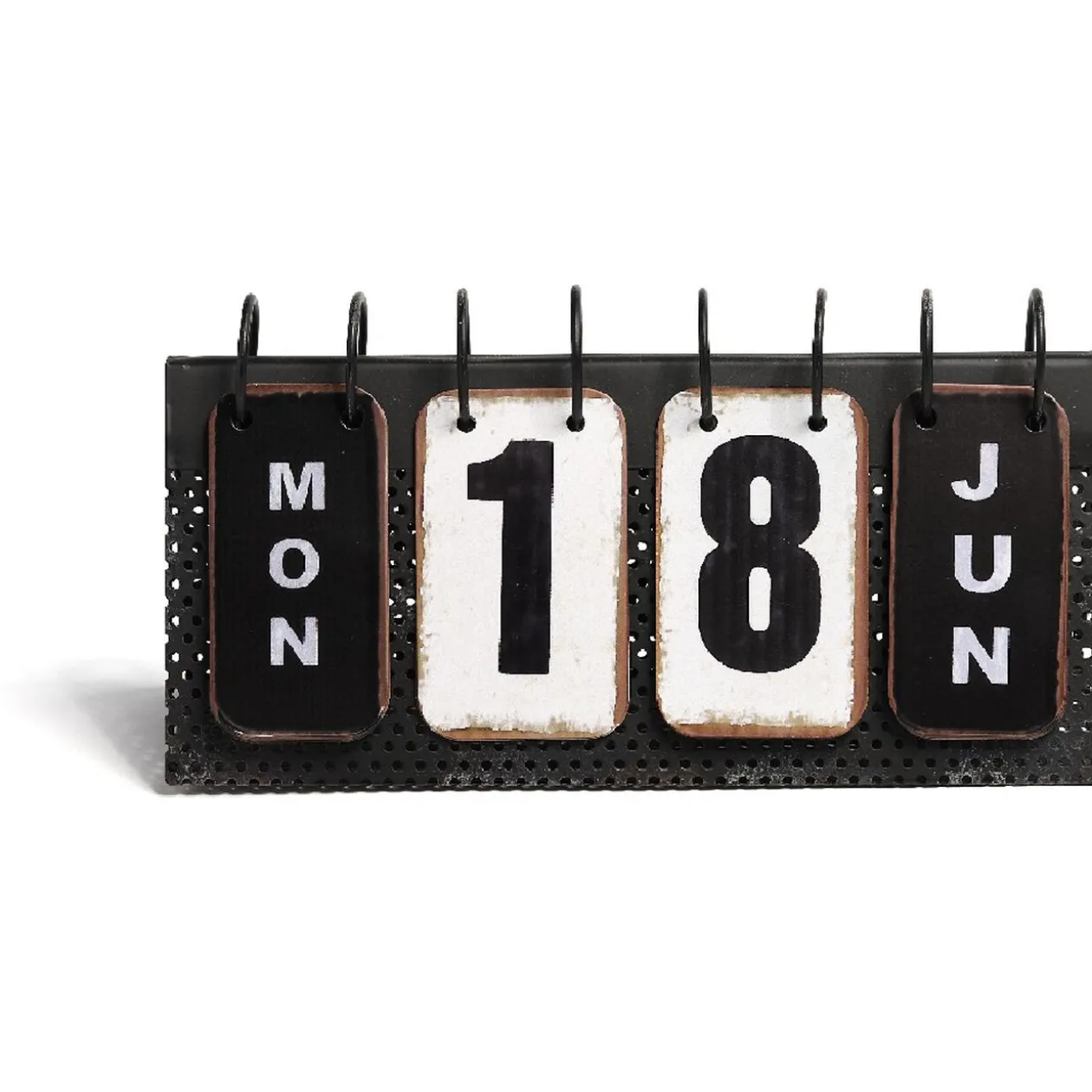 Calendrier perpétuel style industriel métal et bois