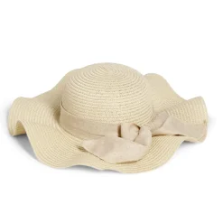 Capeline ondulée beige ruban floral papier Ø40cm