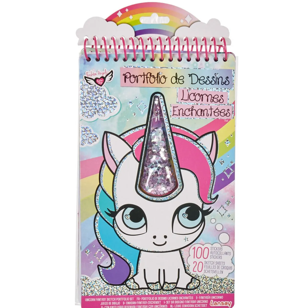 Carnet à dessins design licorne rose Lansay