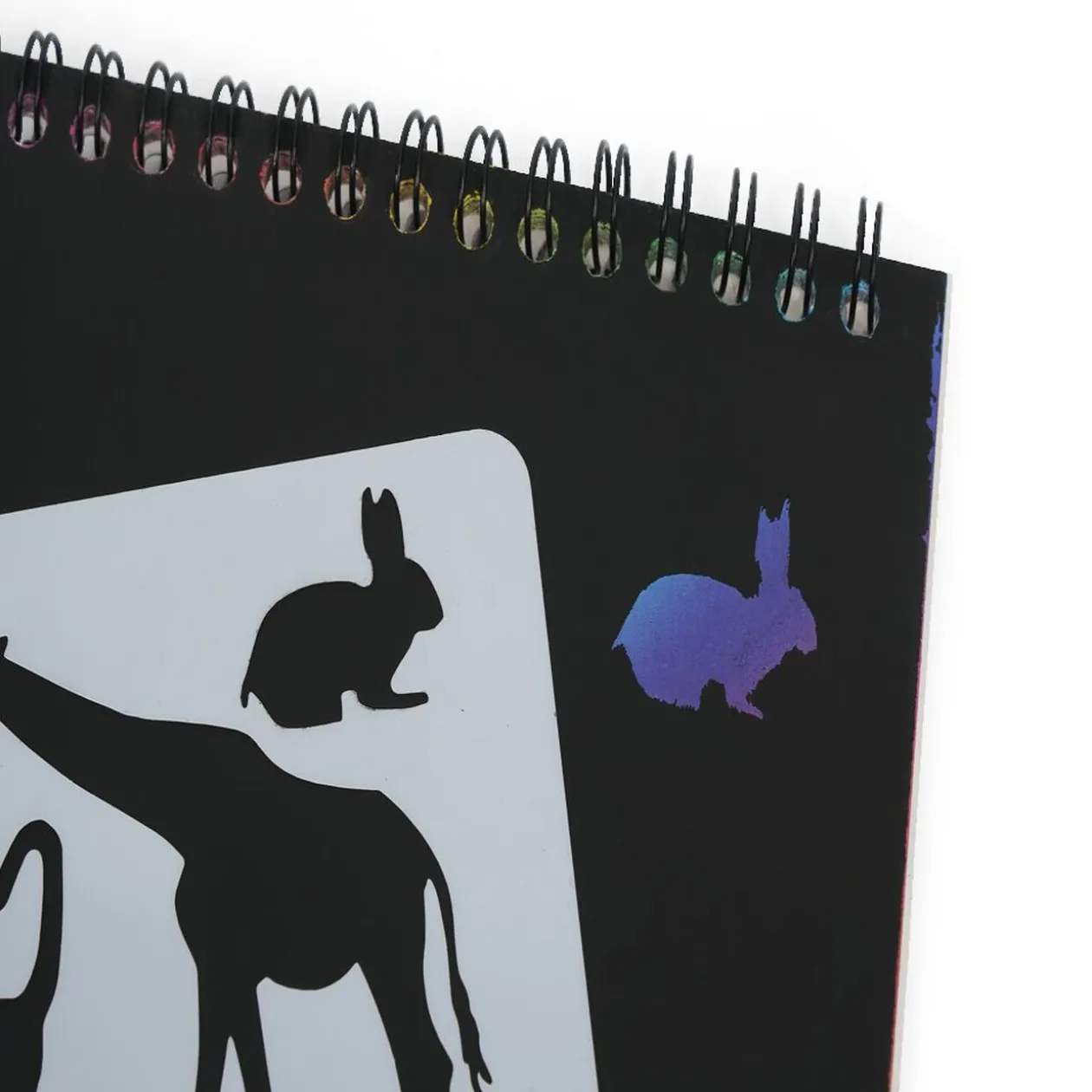 Carnet à gratter noir 8 pages pages + 1 pochoir + bâtonnet bois