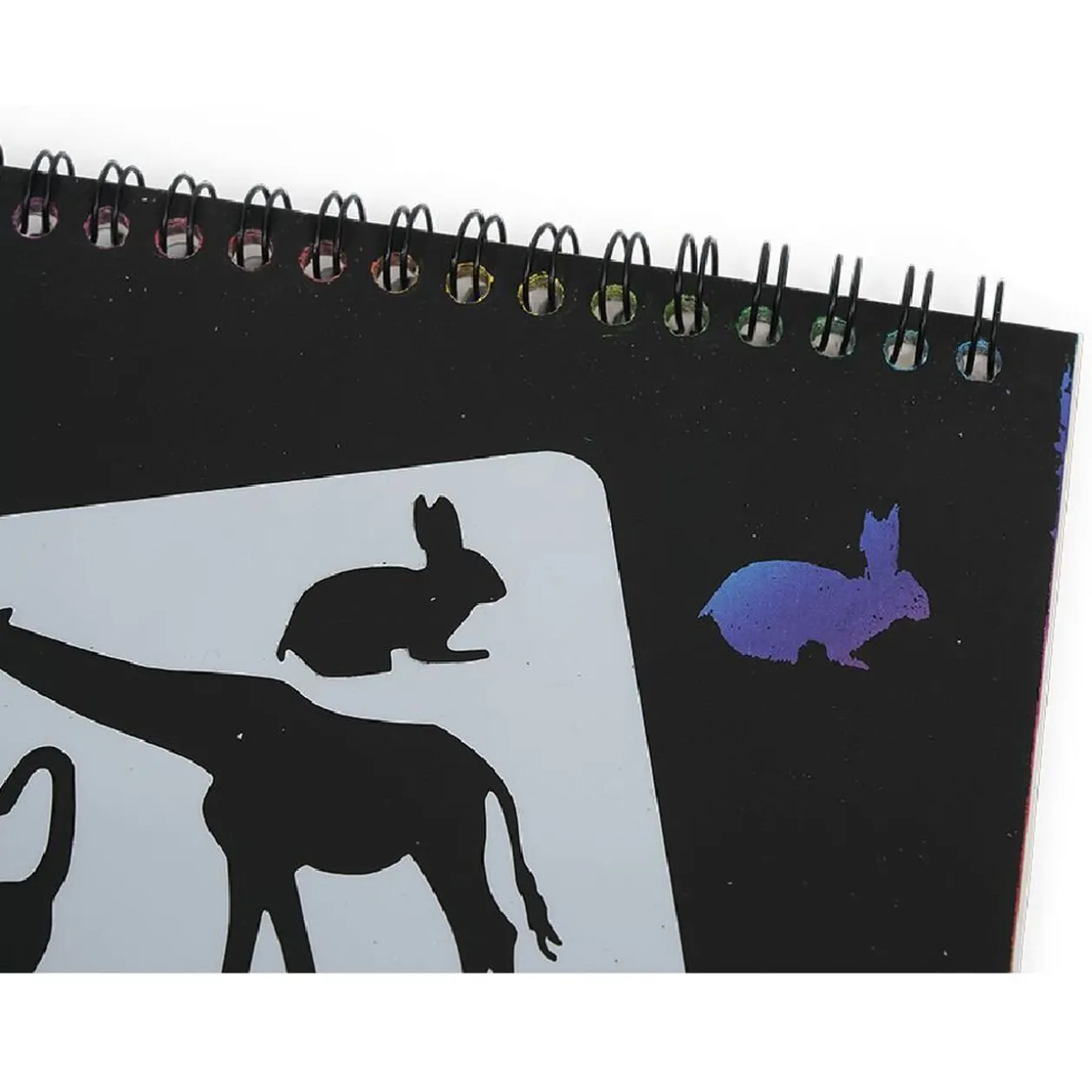 Carnet à gratter noir 8 pages pages + 1 pochoir + bâtonnet bois