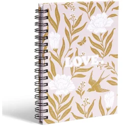 Carnet spirale A6 à ligne thème Love floral 160 pages