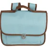 Cartable maternelle bleu ciel avec liseré marron