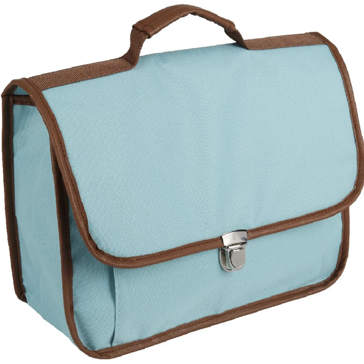 Cartable maternelle bleu ciel avec liseré marron
