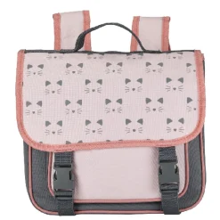 Cartable maternelle design chat rose gris