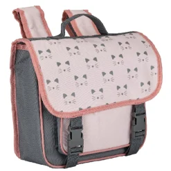 Cartable maternelle design chat rose gris