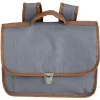 Cartable maternelle gris avec liseré marron