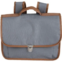 Cartable maternelle gris avec liseré marron