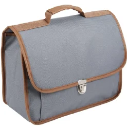 Cartable maternelle gris avec liseré marron