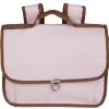 Cartable maternelle rose avec liseré marron